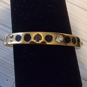 Kate Spade Gold Black Spade Bangle Bracelet Rhinestone Enamel Stackable